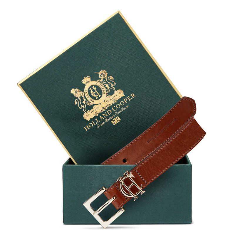 Holland Cooper HC Slim Logo Belt - Tan-1